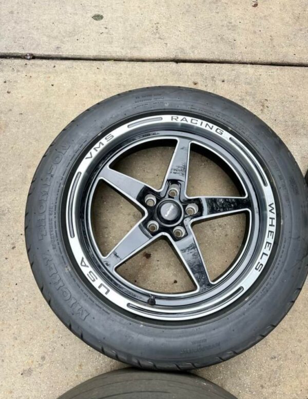 CHROME LIP VMS DRAG PACK WHEELS 17×10 REARS, WITH ET STREET R TIRES