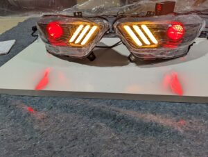 15-17 Custom Retrofit Headlamps RGBWA Gills + Demon Eyes + Gloss Black Internals