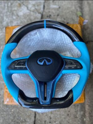 New Steering Wheel Carbon Fiber Blue Color Infinity Q50 18-20