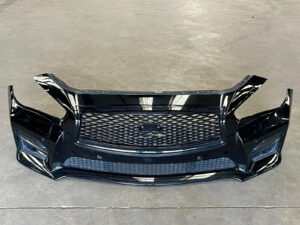 2014-2017 Infiniti Q50 Sport Front Bumper Cover Black Complete Oem
